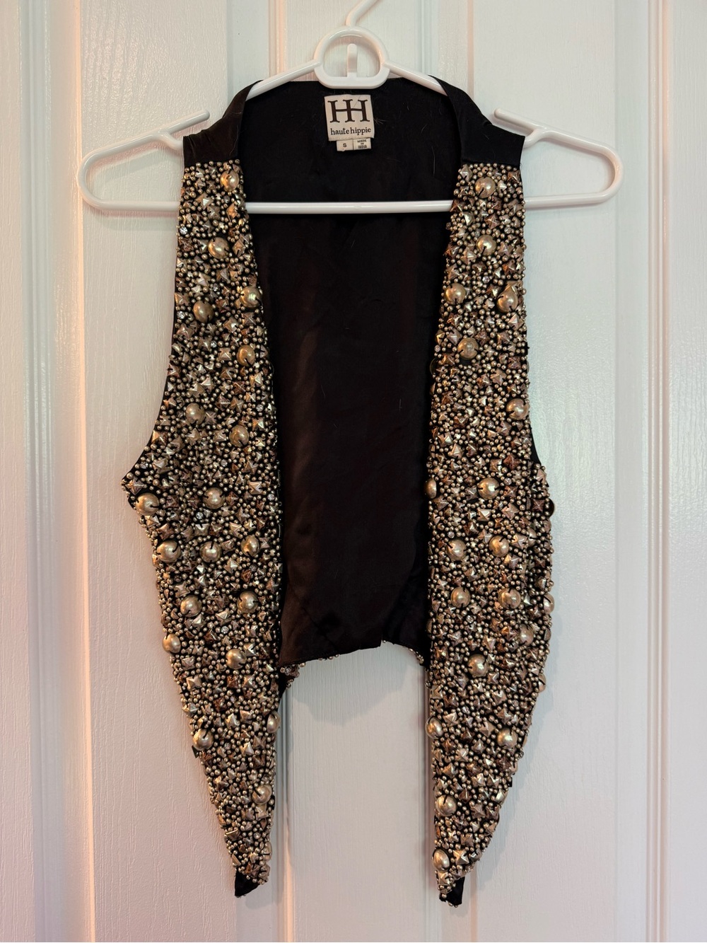 Haute Hippie Black Vest with Metallic Beading